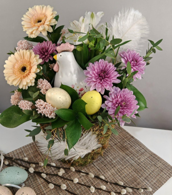 Композиция цветов Пасхальный день для мамы 