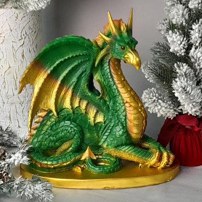 Дракон зеленый (лежащий)  новогодний сувенир