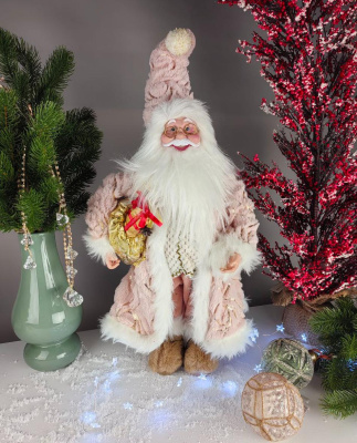 Дедушка Мороз 50 см в розовой шубе сувенир